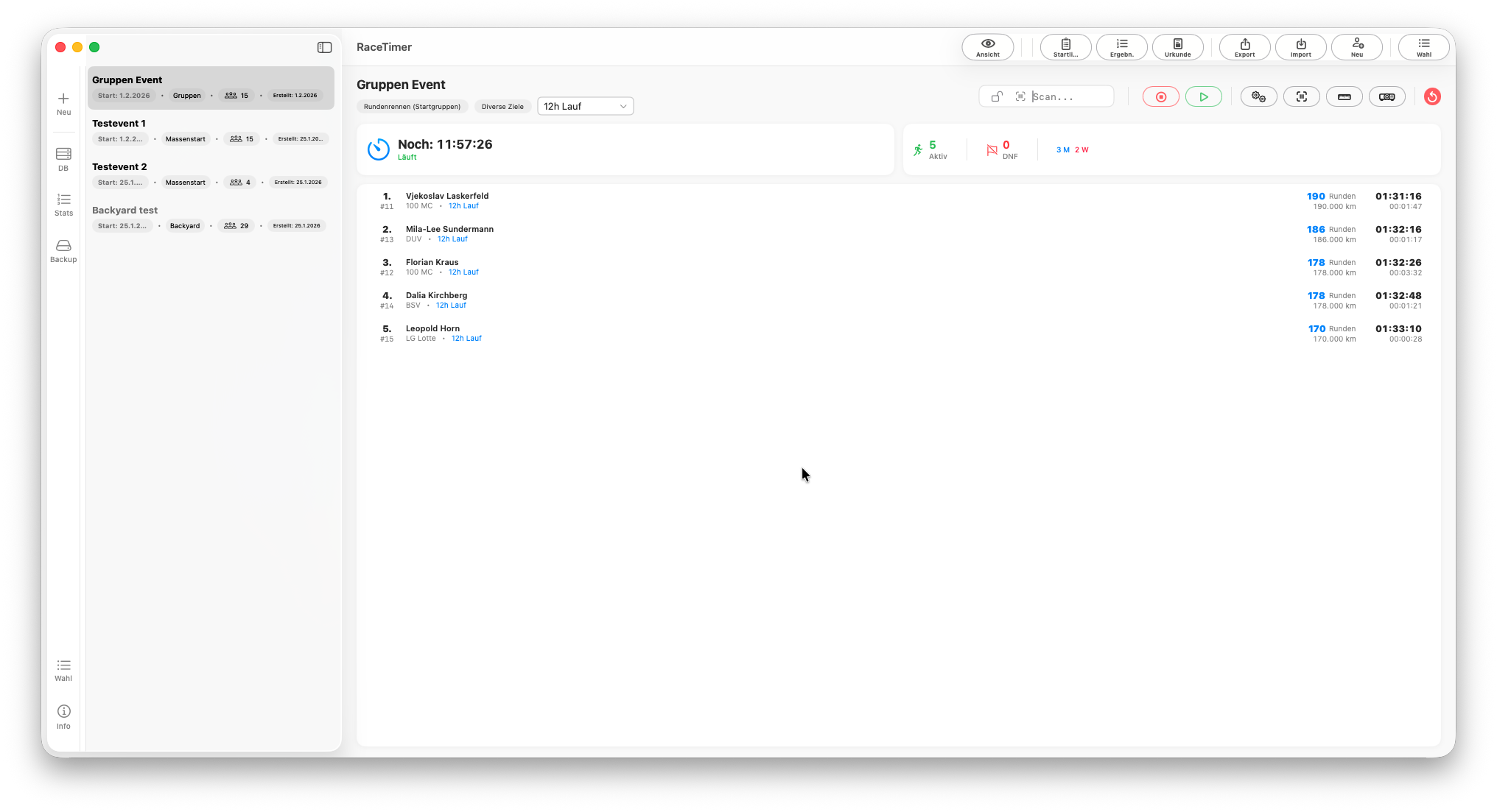 RaceTimer Dashboard